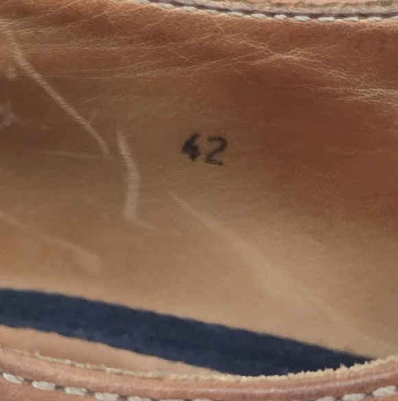 Brunello Cucinelli Cognac Leather Wing Tip Derby Oxfords 42 - Picture 10 of 16